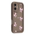 iPhone 16 Plus Stylish Shockproof TPU Case with Raised Edges - Brown / Bow