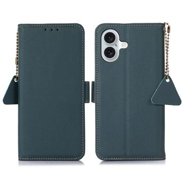 iPhone 16 Plus Wallet Leather Case with RFID - Green