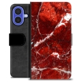 iPhone 16 Premium Wallet Case - Red Marble