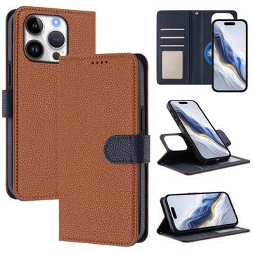 iPhone 16 Pro Detachable Wallet Case with MagSafe, RFID Protection & Hand Strap - Brown / Blue