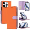 iPhone 16 Pro Detachable Wallet Case with MagSafe, RFID Protection & Hand Strap - Orange / Purple