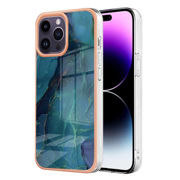 iPhone 16 Pro Marble Pattern Electroplated IMD TPU Case - Green