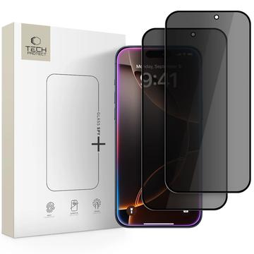 iPhone 16 Pro Max/17 Pro Max Tech-Protect Glass Spy+ Privacy Tempered Glass Screen Protector - 2 Pcs. - Black