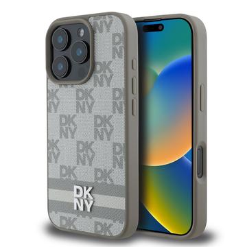 iPhone 16 Pro Max DKNY Checkered Pattern and Stripe Case - Beige