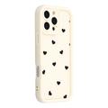 iPhone 16 Pro Max Heart Pattern Shockproof TPU Case with Raised Edges - White