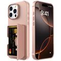 iPhone 16 Pro Max Hybrid Case with Hidden Mirror & Card Slot - Pink