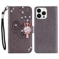 iPhone 16 Pro Max Owl Rhinestone Wallet Case