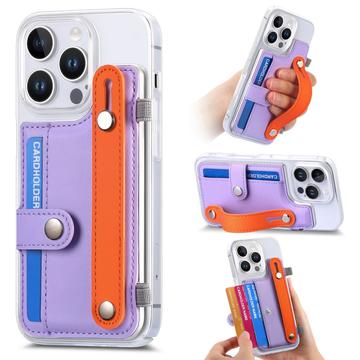 iPhone 16 Pro Max Plastic Case CY1 – Card Slot, Wristband, Kickstand - Purple