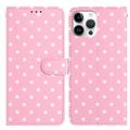 iPhone 16 Pro Max Polka Dot Pattern Wallet Case - Pink