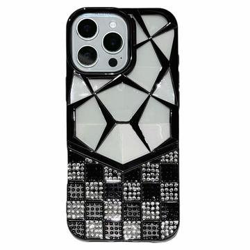 iPhone 16 Pro Max Rhinestone Geometric Diamond Pattern Case - Black