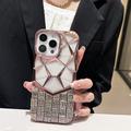 iPhone 16 Pro Max Rhinestone Geometric Diamond Pattern Case - Pink