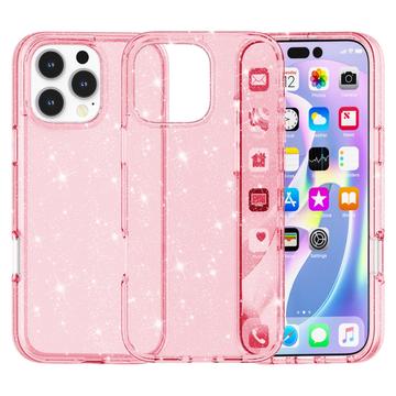 iPhone 16 Pro Max Stylish Glitter Series Hybrid Case - Pink
