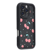 iPhone 16 Pro Max Stylish Shockproof TPU Case with Raised Edges - Black / Cherries