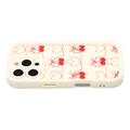 iPhone 16 Pro Stylish Shockproof TPU Case with Raised Edges - White / Bow-Tied Cherries