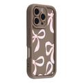 iPhone 16 Pro Stylish Shockproof TPU Case with Raised Edges - Brown / Big Bow