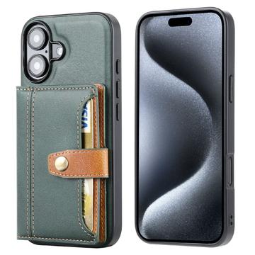 iPhone 16 Retro Style Case with Wallet - Green