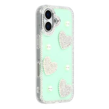 iPhone 16 Sparkling Love and Pearl Hybrid Case