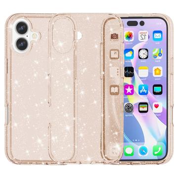 iPhone 16 Stylish Glitter Series Hybrid Case - Gold