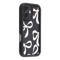 iPhone 16 Stylish Shockproof TPU Case with Raised Edges - Black / Big Bow