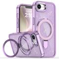 iPhone 16e Glitter Hybrid Case with Kickstand - MagSafe Compatible - Purple