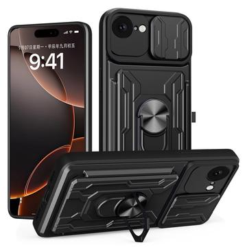 iPhone 16e Rotary Ring Hybrid Case with Camera Shield - Black