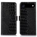 iPhone 17 Air Crocodile Series Wallet Leather Case with RFID - Black