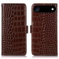 iPhone 17 Air Crocodile Series Wallet Leather Case with RFID - Brown