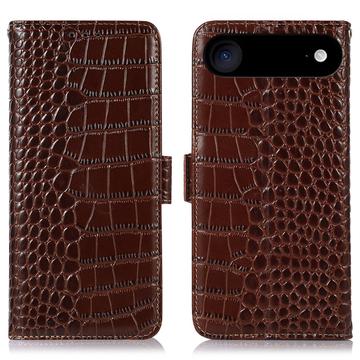 iPhone 17 Air Crocodile Series Wallet Leather Case with RFID - Brown