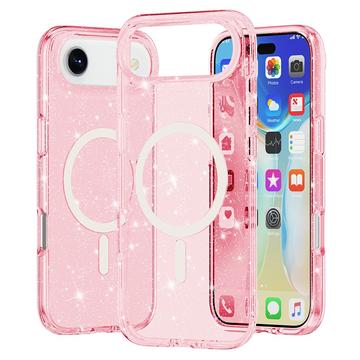 iPhone 17 Air Stylish Glitter Series Hybrid Case - MagSafe Compatible - Pink