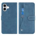 iPhone 17 Elegant Retro Wallet Case with Rotating Card Holder - Blue