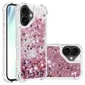 iPhone 17 Glitter Quicksand TPU Case - Rose Gold Hearts