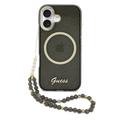 iPhone 17 Guess IML Glitter Script Strap Case - MagSafe Compatible - Black