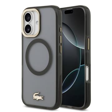 iPhone 17 Lacoste Frosted Finish Gold Logo Hybrid Case - MagSafe Compatible - Black