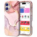 iPhone 17 Luxury Marble Hybrid Case - Pink / Gold