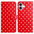 iPhone 17 Polka Dot Pattern Wallet Case - Red