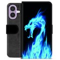iPhone 17 Premium Wallet Case - Blue Fire Dragon