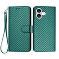 iPhone 17 Premium Wallet Case with Strap - Carbon Fiber Texture