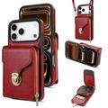 iPhone 17 Pro/18 Pro All-in-One Case with Wallet & Strap - Red