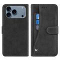 iPhone 17 Pro Elegant Retro Wallet Case with Rotating Card Holder - Black