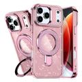 iPhone 17 Pro Glitter Hybrid Case with Kickstand - MagSafe Compatible - Pink