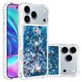 iPhone 17 Pro Glitter Quicksand TPU Case - Blue Hearts