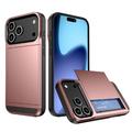 iPhone 17 Pro Hybrid Case with Sliding Card Slot - Rose Gold