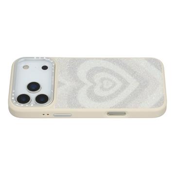 iPhone 17 Pro Jaucase Heart Pattern Magnetic Hybrid Case - White