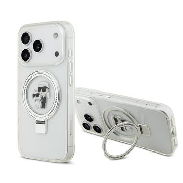 iPhone 17 Pro Karl Lagerfeld Ringstand Karl & Choupette Mag Case - White