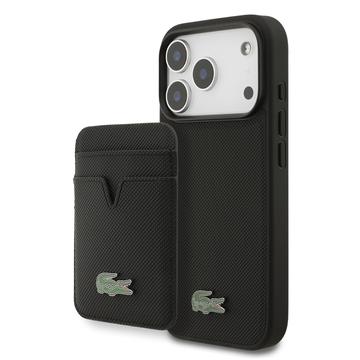 iPhone 17 Pro Lacoste Iconic Petit Pique MagSafe Case & Magnetic Card Holder - Black