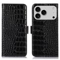 iPhone 17 Pro Max Crocodile Series Wallet Leather Case with RFID - Black