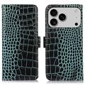 iPhone 17 Pro Max Crocodile Series Wallet Leather Case with RFID - Green