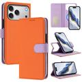 iPhone 17 Pro Max/18 Pro Max Detachable Wallet Case with MagSafe, RFID Protection & Hand Strap - Orange / Purple