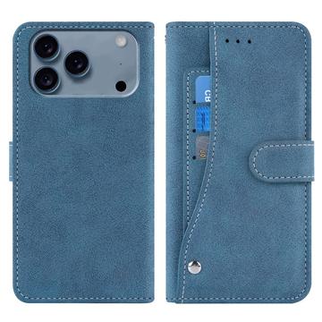 iPhone 17 Pro Max Elegant Retro Wallet Case with Rotating Card Holder - Blue