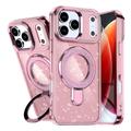 iPhone 17 Pro Max Glitter Hybrid Case with Kickstand - MagSafe Compatible - Pink